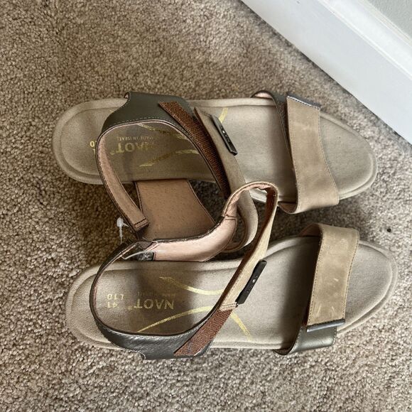 NAOT Intact Sandals Womens US 10 EU 41 Leather Coffee Tan Block Heel Comfort - Picture 6 of 7